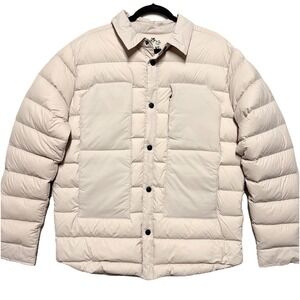 Obermeyer Quilted Shirt Jacket Cream Puffer Down Shacket Snap Button Mens Medium